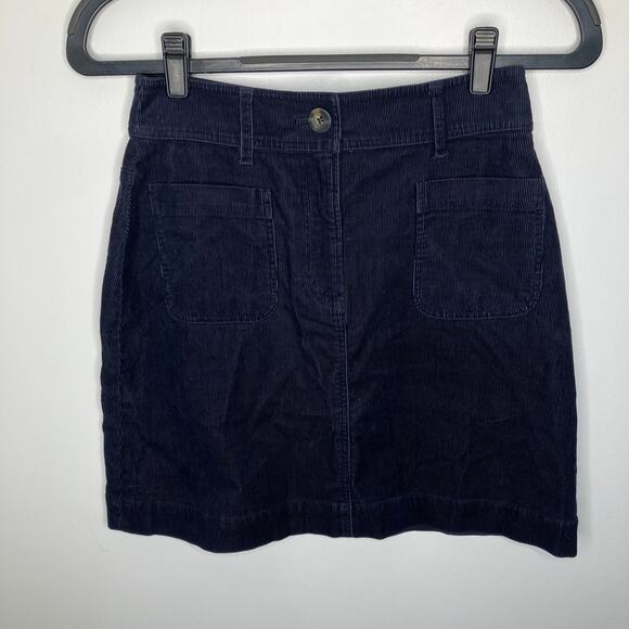 NWT BODEN Estella Cord Skirt Navy Blue Corduroy Patch Pockets 2 Regular - Picture 2 of 6
